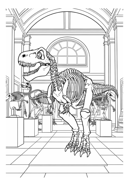Dinosaur Skeletons in a Museum