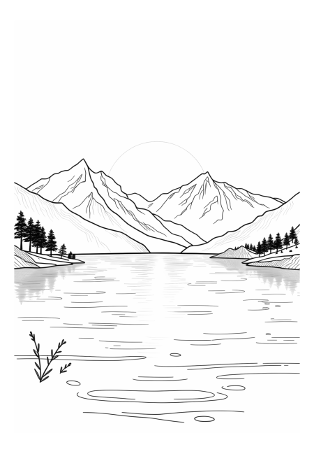 Golden Dawn Over Tranquil Mountain Lake