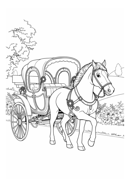 Vintage Horse Drawn Carriage Scene