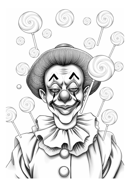 Surreal Clown Fantasy: Floating Lollipop Wonderland