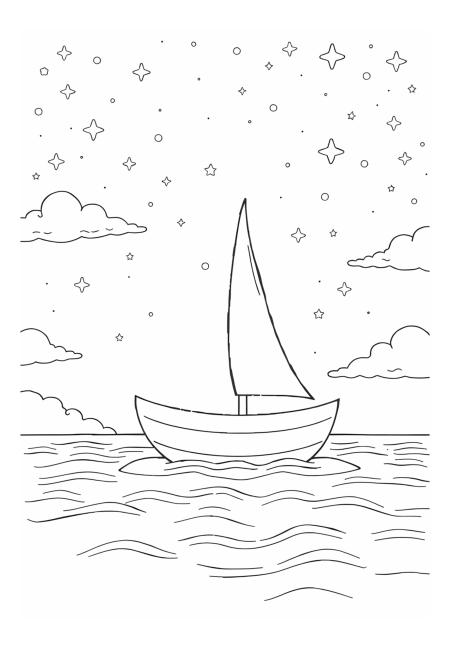 Whimsical Sailboat on a Starry Night