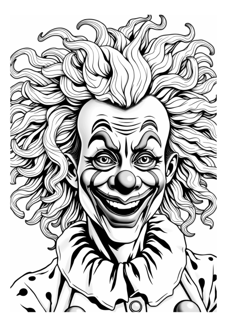 Vibrant Clown with Wild Hair and Colorful Face Paint