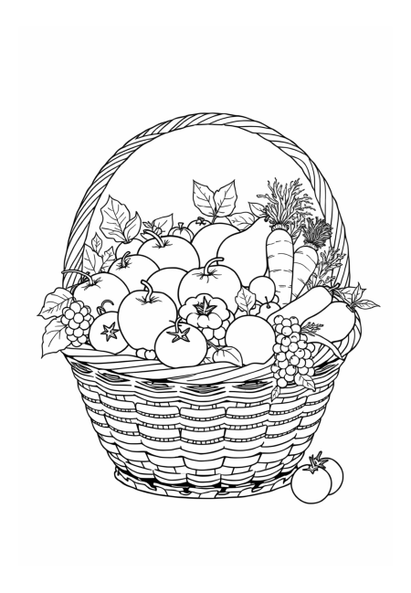 Fruits and Vegetables in a Beautiful Basket
