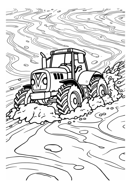 Heavy-Duty Tractor Navigating Thick Mud