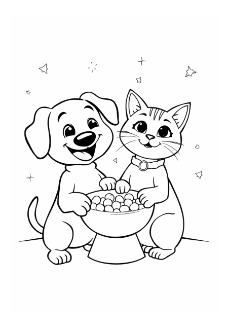 Joyful Pet Companions: Dog & Cat Bowl Bonding