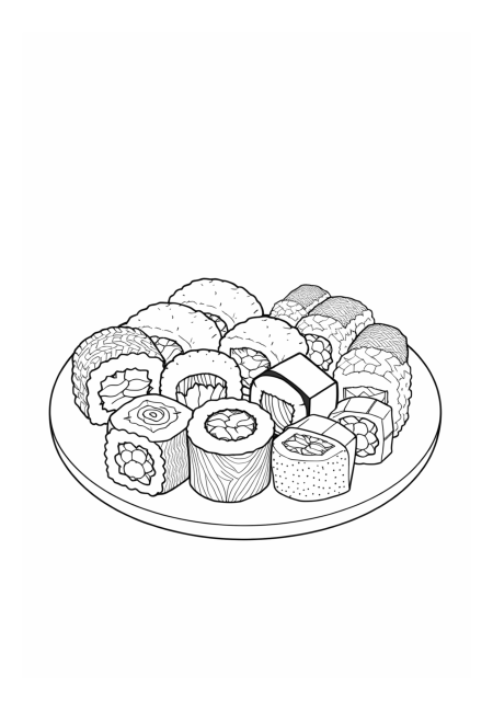 Vibrant Japanese Sushi Rolls Platter