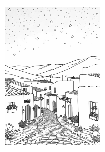 Charming Mexican Village Beneath a Starry Sky