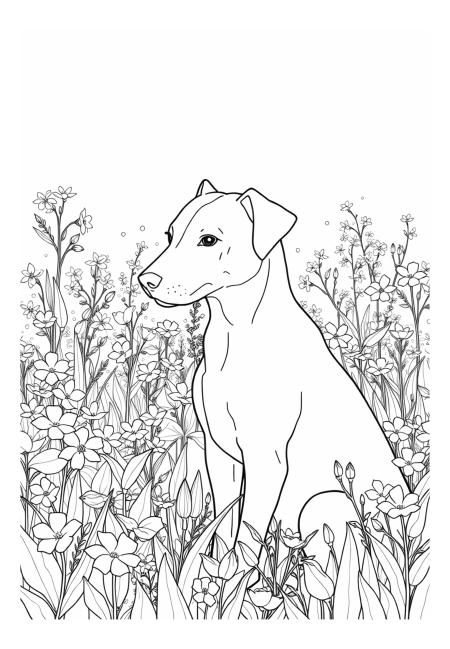 Graceful Canine in a Blooming Meadow