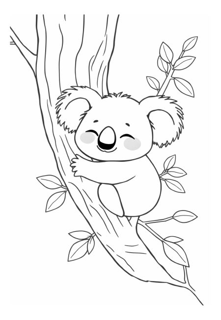 Sleepy Koala Clinging to a Tree