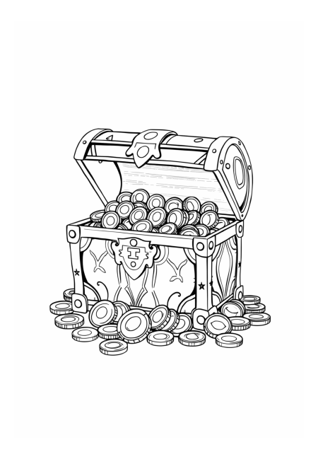 Treasure Chest Overflowing with Gold Coins