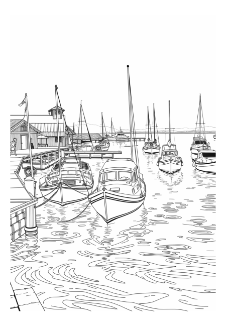 Serene Harbor with Vibrant Boats