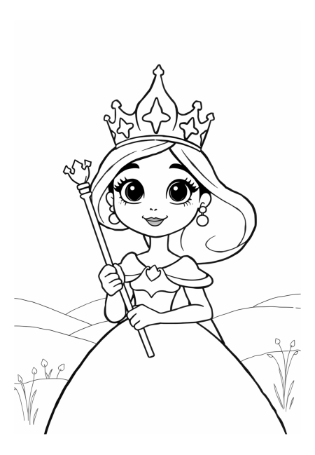 Crowned Princess with a Royal Scepter
