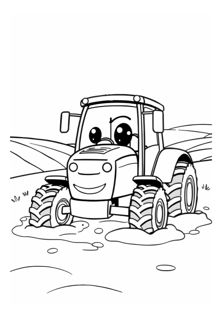 Kawaii Tractor Getting Stuck in Mud