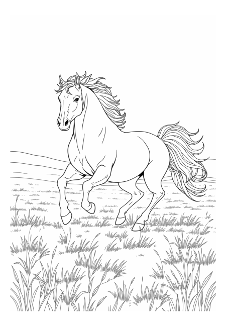 Galloping Majestic Stallion in Lush Sunlit Meadow