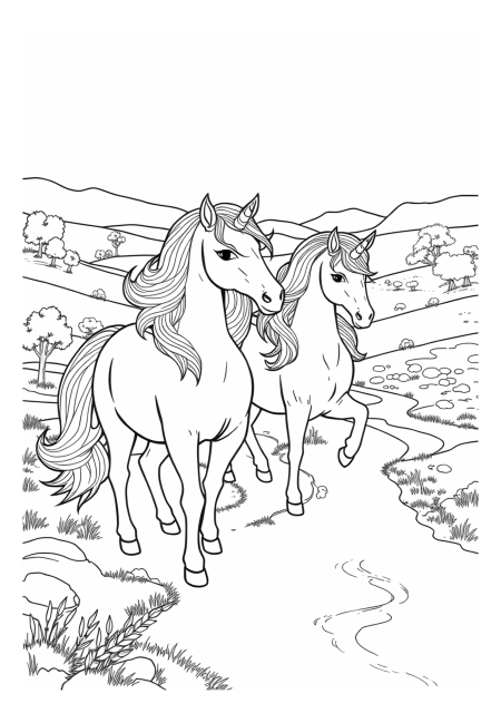 Unicorns in a Dreamlike Landscape
