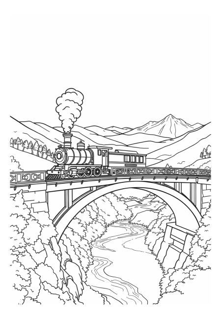 Train Crossing a Scenic Bridge