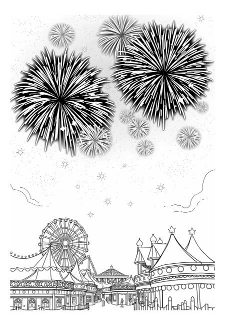 Fireworks Above the Amusement Park