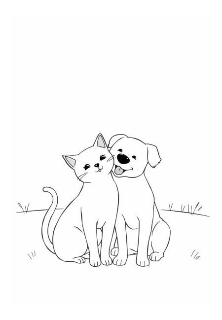 Two Friends: A Cat and a Dog