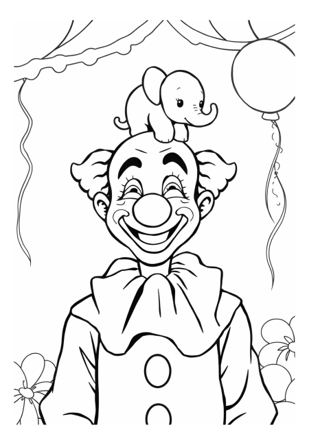 Whimsical Clown with a Miniature Elephant Headpiece