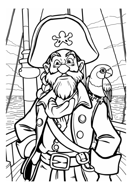 Swashbuckling Pirate Captain with Parrot