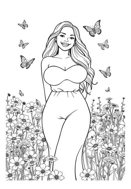 Curvy Beauty in Bloom: Natural Floral Elegance