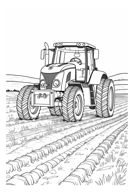 Tractor Making Muddy Tracks in the Field