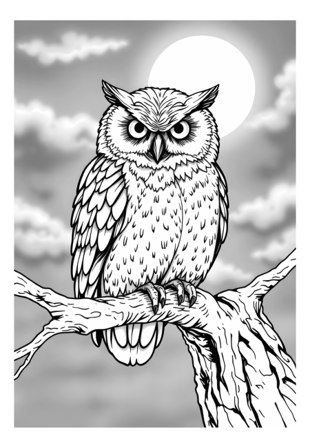 Majestic Nocturnal Owl on a Branch