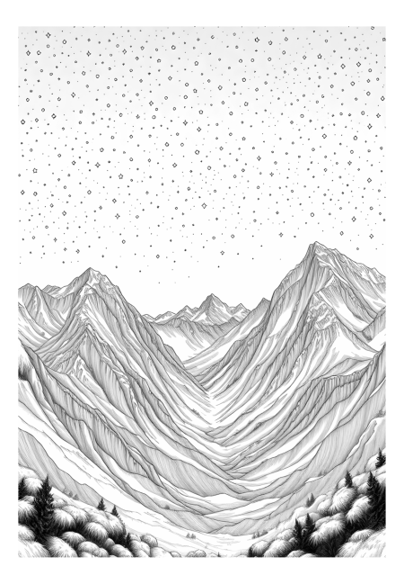 Majestic Mountains Under a Starry Sky